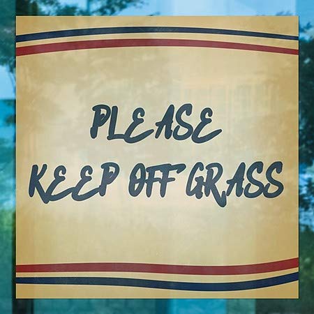 Cgsignlab | אנא שמור על דשא -פסים של נוסטלגיה נצמד חלון | 5 x5